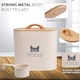 image 6 of CAT FOOD STORAGE CONTAINER WITH SCOOP DRY FOOD TIN RETRO VINTAGE WOODEN LID Cream | Cream