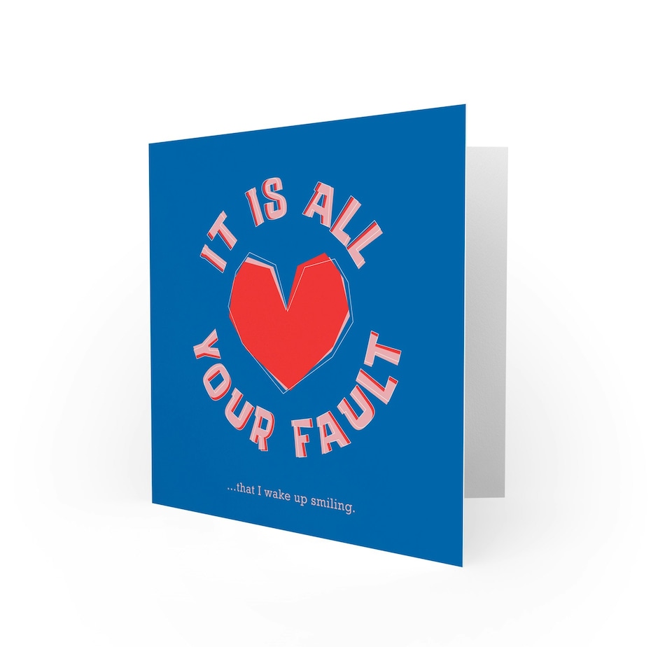 image 1 of Funny Your Fault Wake Smiling Anniversary Valentines Day Card