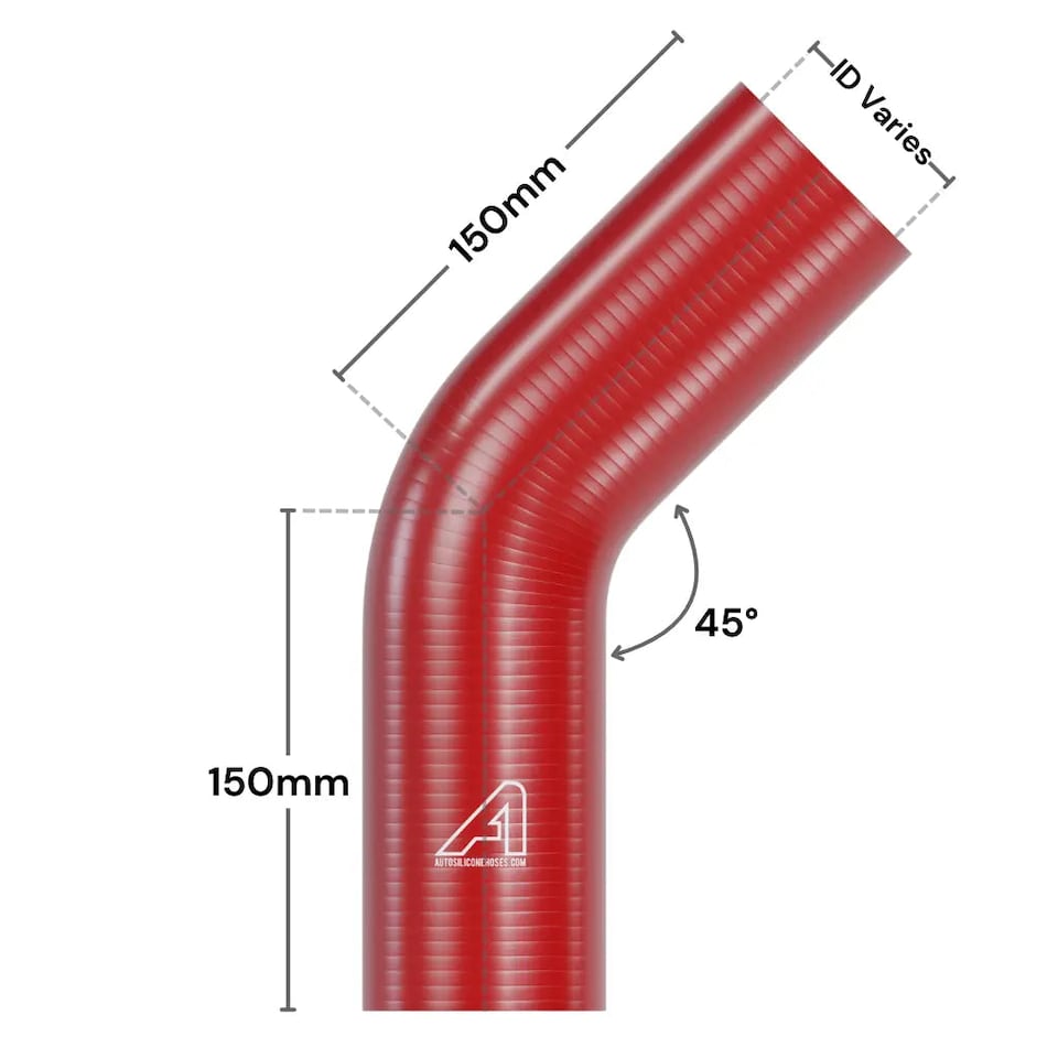 image 1 of Auto Silicone Hoses 35mm Red 45 Degree Silicone Elbow Hose Coupler Bend Pipe Connector Turbo Intercooler Radiator Coolant Air