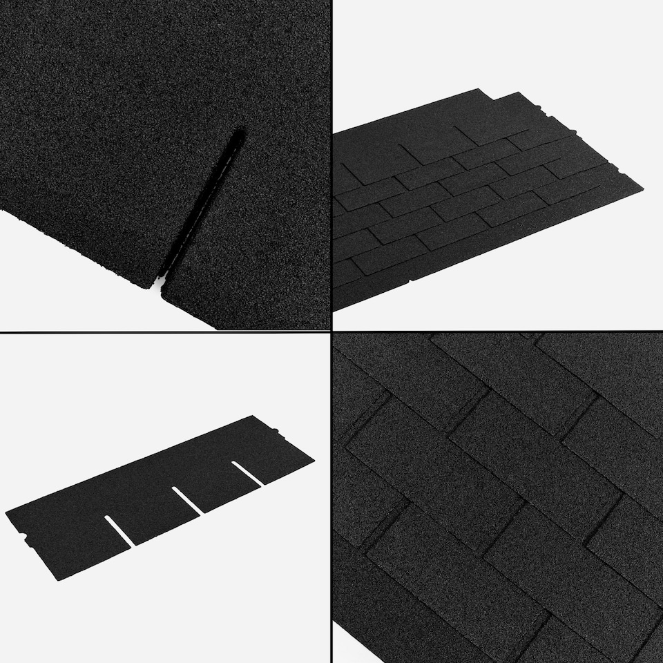 image 1 of Bitumen Roof Felt Shingles (3.2 sqm), Asphalt Roof Shingles - Weather Resistant Roofing Tiles 20 pcs