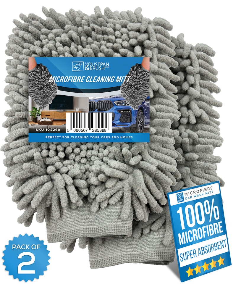 image 1 of Microfibre Cloth Car Wash Mitt Glove Double Sided Wash Mitt for Car Washing - Pack of 2
