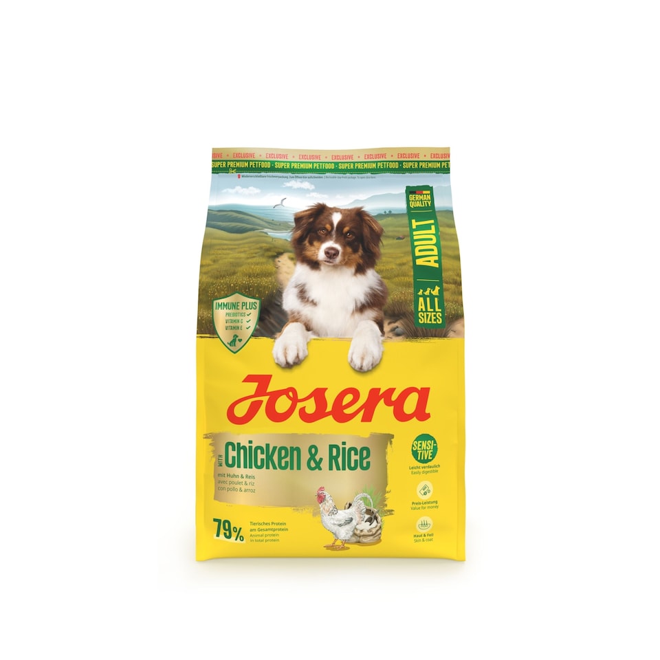 image 1 of Josera Adult All Sizes Chicken & Rice complete maintenance dog food | Lots of meat | Gluten-free | Immune Plus | Skin & Coat | Optimal digestion | 3kg