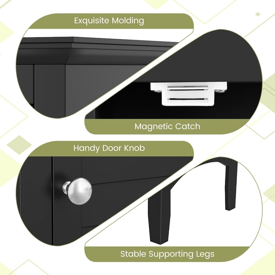 image 1 of COSTWAY 5-Tier Bathroom Tall Cabinet Storage Organizer Cupboard Black