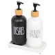 image 1 of Harbour Housewares 2pc Glass Hand & Dish Soap Dispenser Set with Ceramic Tray - 500ml - White/Black