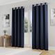 image 2 of Enhanced Living Nightfall Plain Supersoft Navy Thermal Blockout Eyelet Curtains (PAIR) - 66 x 72 inch (168 x 183cm)