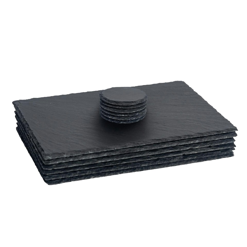 image 1 of Argon Tableware Slate Placemats & Coasters Set - 40cm x 30cm - Grey Grey