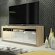 image 2 of TV Unit 160cm White Gloss Doors & Drawers Oak Matt Body With LED | Multi | Oak | One Size | 1