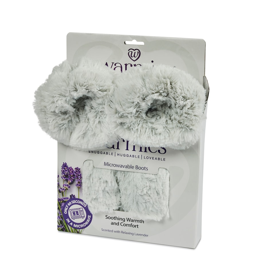 image 1 of Warmies Microwavable Boots Marshmallow Grey