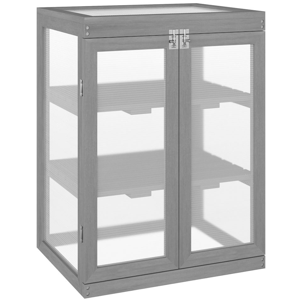 image 1 of Outsunny 3-tier Wood Greenhouse Plant Storage Shelf Garden Cold Frame
