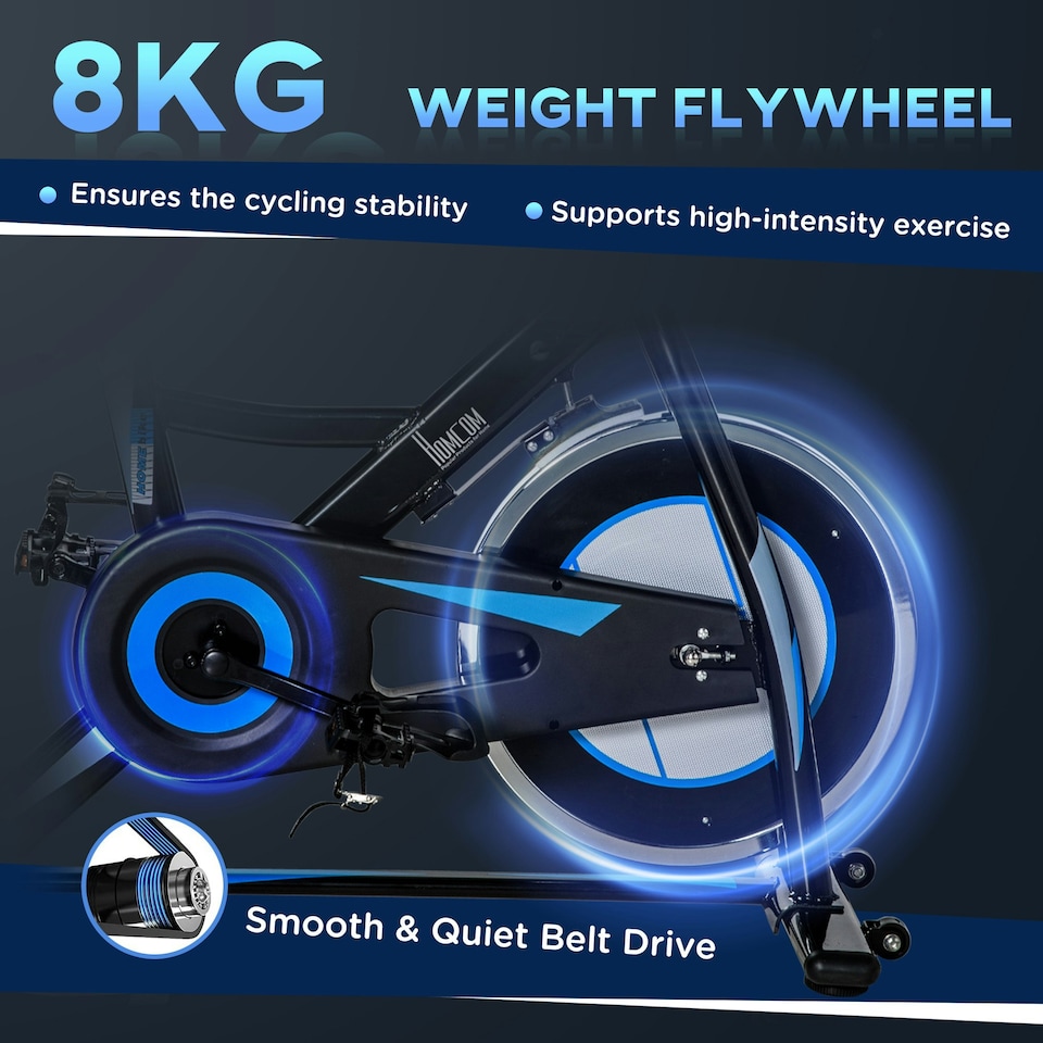 image 1 of HOMCOM 8kg Flywheel Stationary Exercise Bike Cycling Cardio Bike