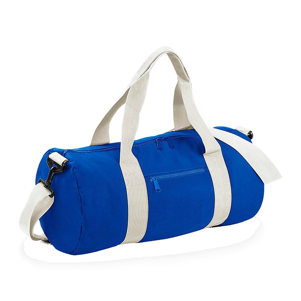 Bagbase Plain Varsity Barrel / Duffle Bag (20 Litres) - Bright Royal/off White - One Size
