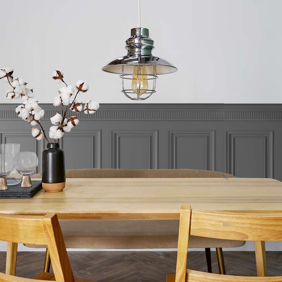 image 1 of ValueLights Penglai Silver Ceiling Pendant Shade & Bulb