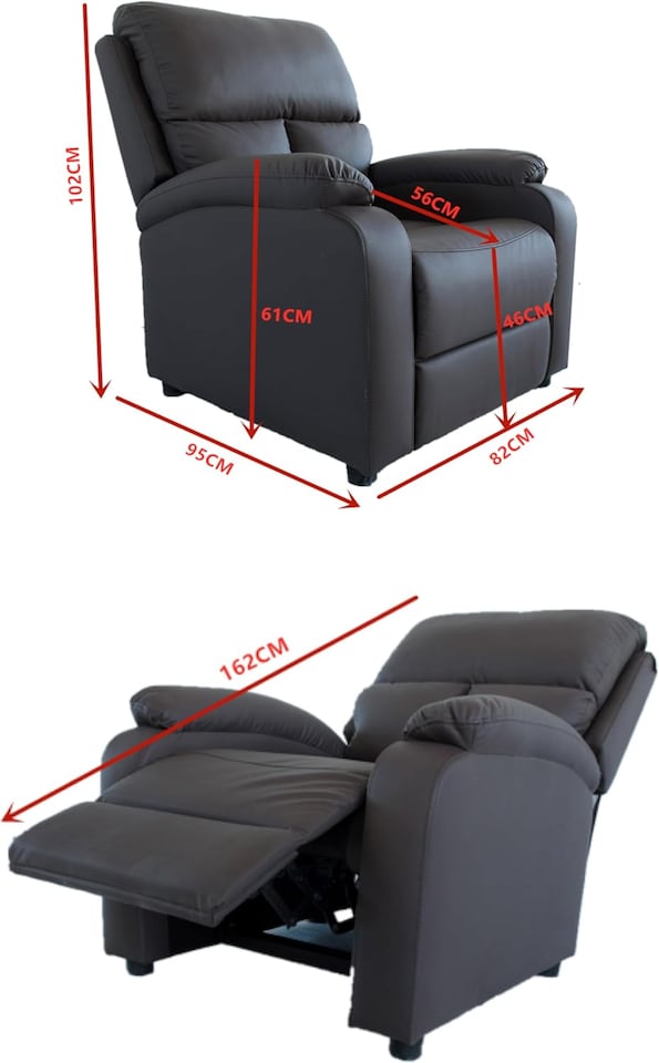 image 1 of Venus PU Leather Manual Recliner Chair with Plush Cushioning & Ergonomic Support - Brown