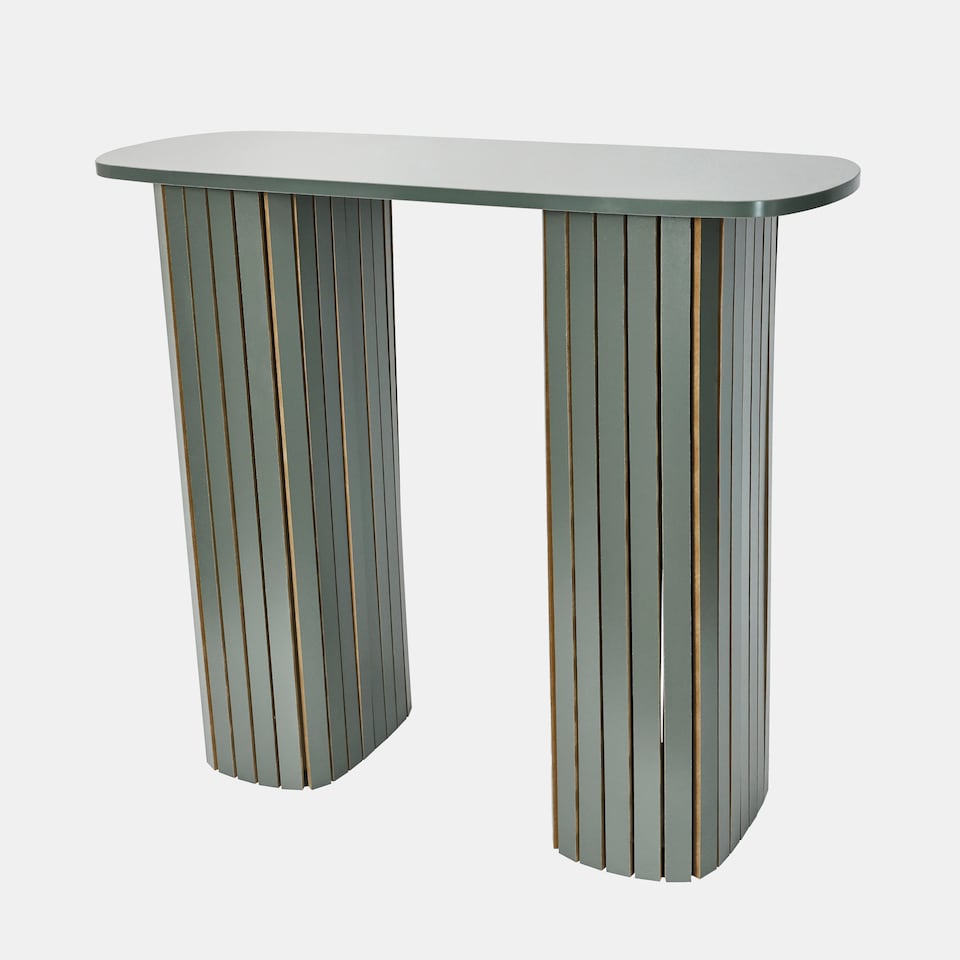 image 1 of OHS Madison Console Table Ribbed Engineered Wood Entryway Display Desk