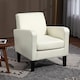 image 2 of HOMCOM Modern Armchair Accent Chair with Rubber Wood Leg for Bedroom Cream White
