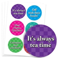 Alice In Wonderland Round Stickers 88mm - Sheet of 6