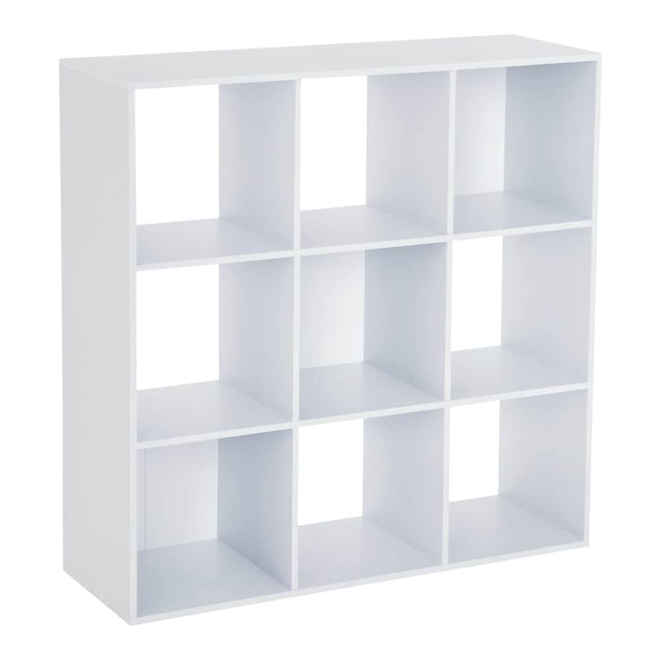 image 1 of HOMCOM 3 Tier Bookshelf, Modern Cube Bookcase with 9 Open Storage Compartments, Freestanding Display Storage Unit for Living Room, Bedroom, Study, White