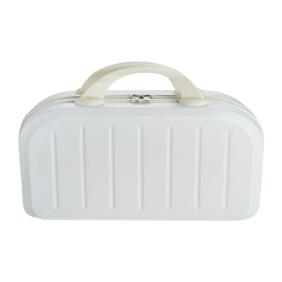 image 1 of Living and Home Minimalist White Hard Shell Makeup Travel Case – Portable Handheld Cosmetic Organizer White | Cabin Bag