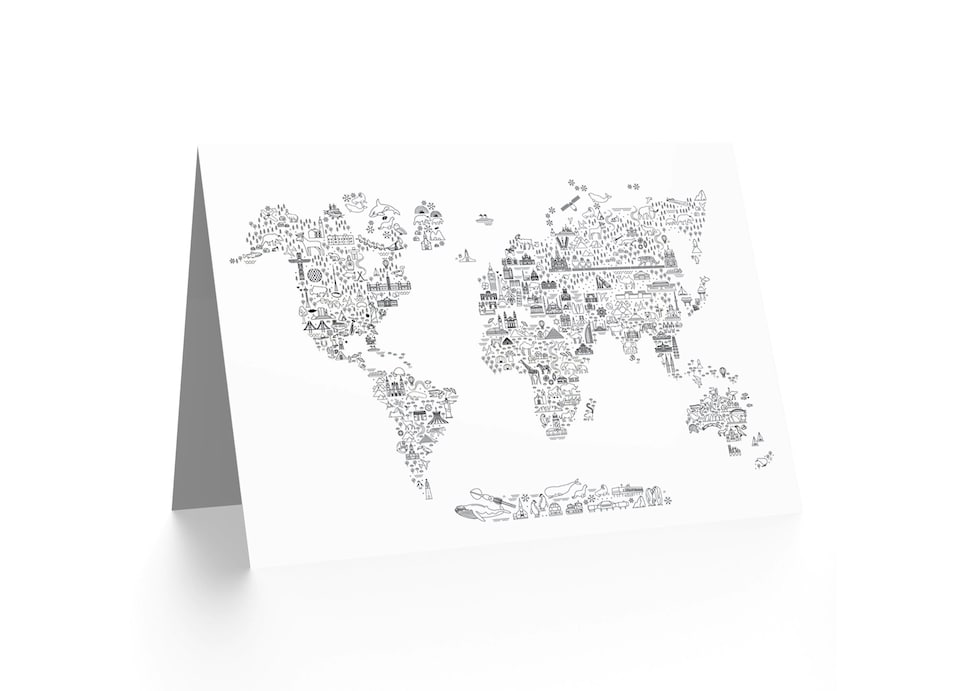image 1 of World Travel Map Farewell Bon Voyage Card