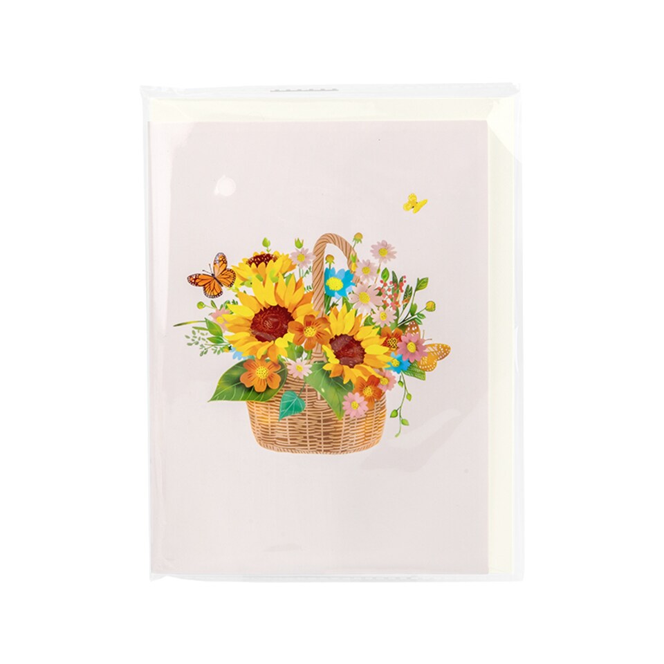 image 1 of Sunflower Bloom Basket 3D Pop Up Greeting Card