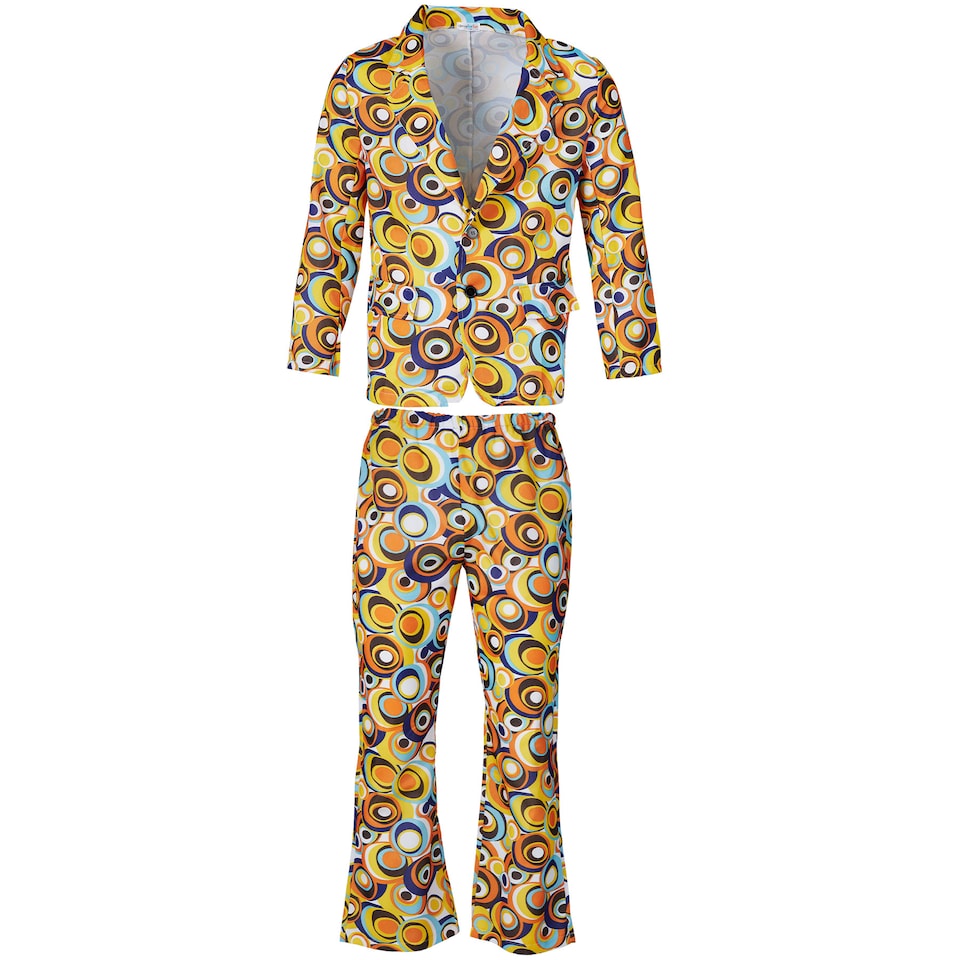 image 1 of Mens Fancy Dress Costume - 70s Disco, retro circle pattern | Multi | colourful | 2XL | 1