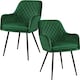 image 1 of Yaheetech Set of 2 Upholstered Dining Chairs with Velvet Fabric Green