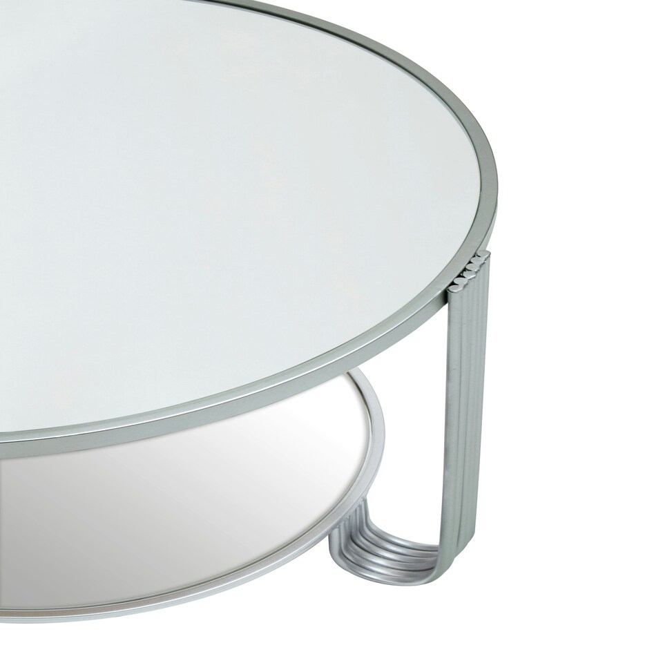 image 1 of Jolie Round Mirrored Top Silver Frame Table Silver