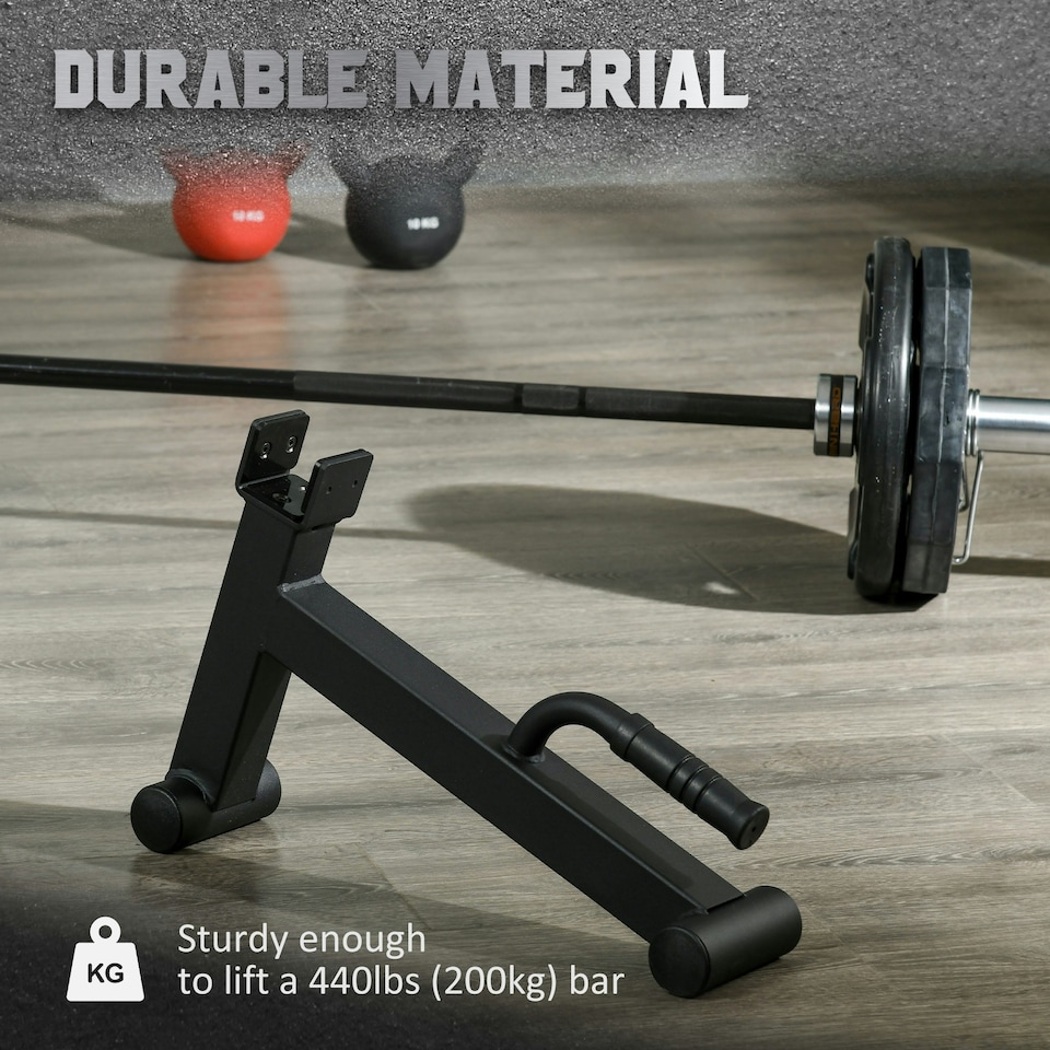 image 1 of SPORTNOW Deadlift Barbell Jack for Loading, Unloading Barbell Plates Black | Short