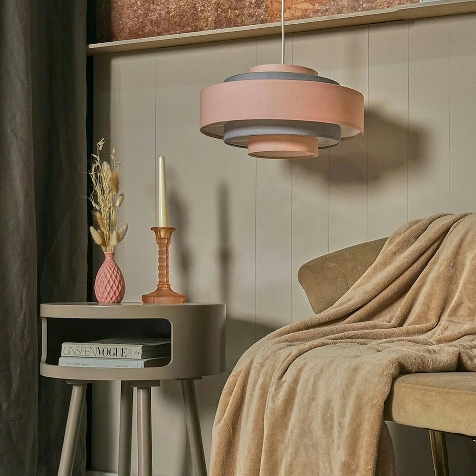 image 1 of ValueLights 3 Tone Pink 5 Tier Cylinder Ceiling Pendant Light Shade