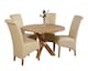 image 1 of Oregon Round Oak Dining Table and 4 Montana Leather Chairs | Cream | Cream | 1