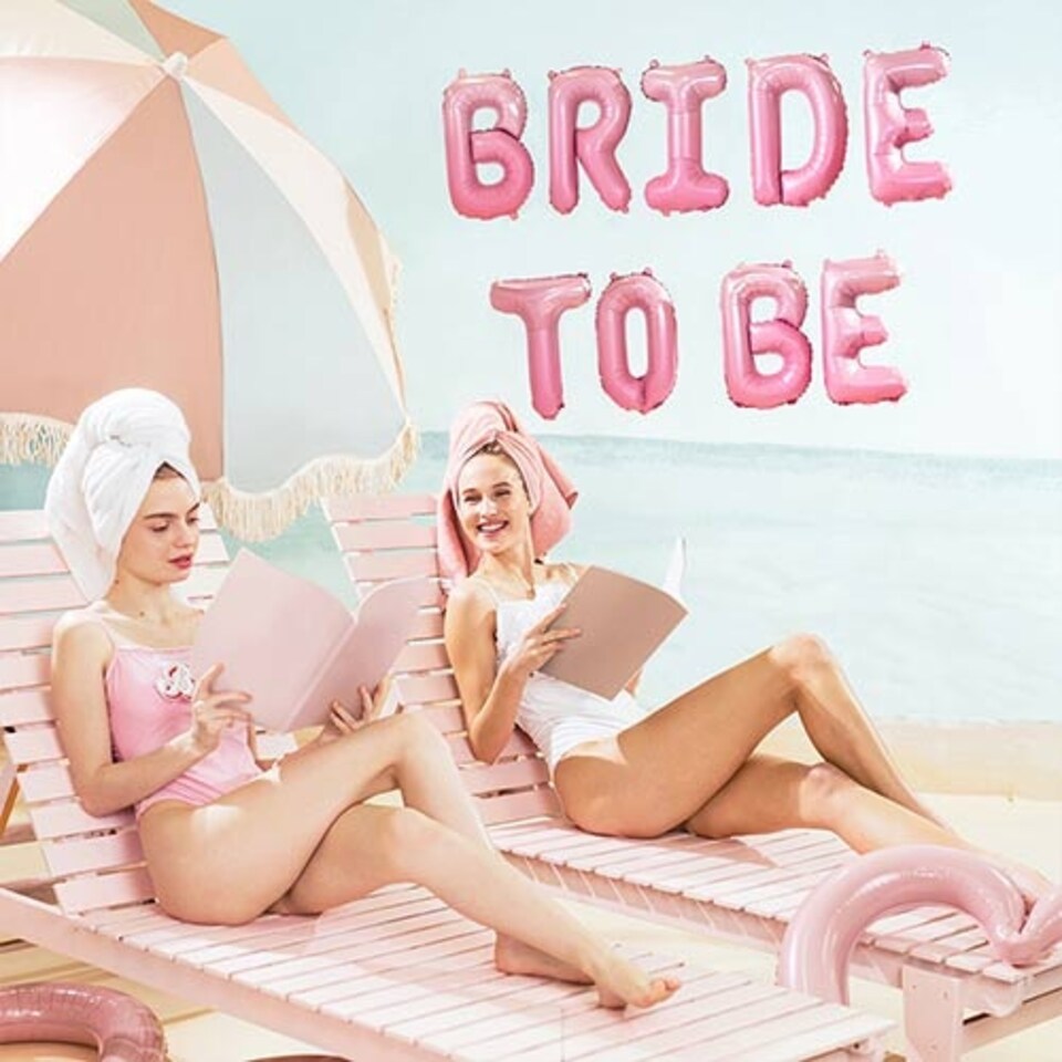 image 1 of Bride to Be Pink Ombre Air Fill Foil Letter Balloon Kit 45cm