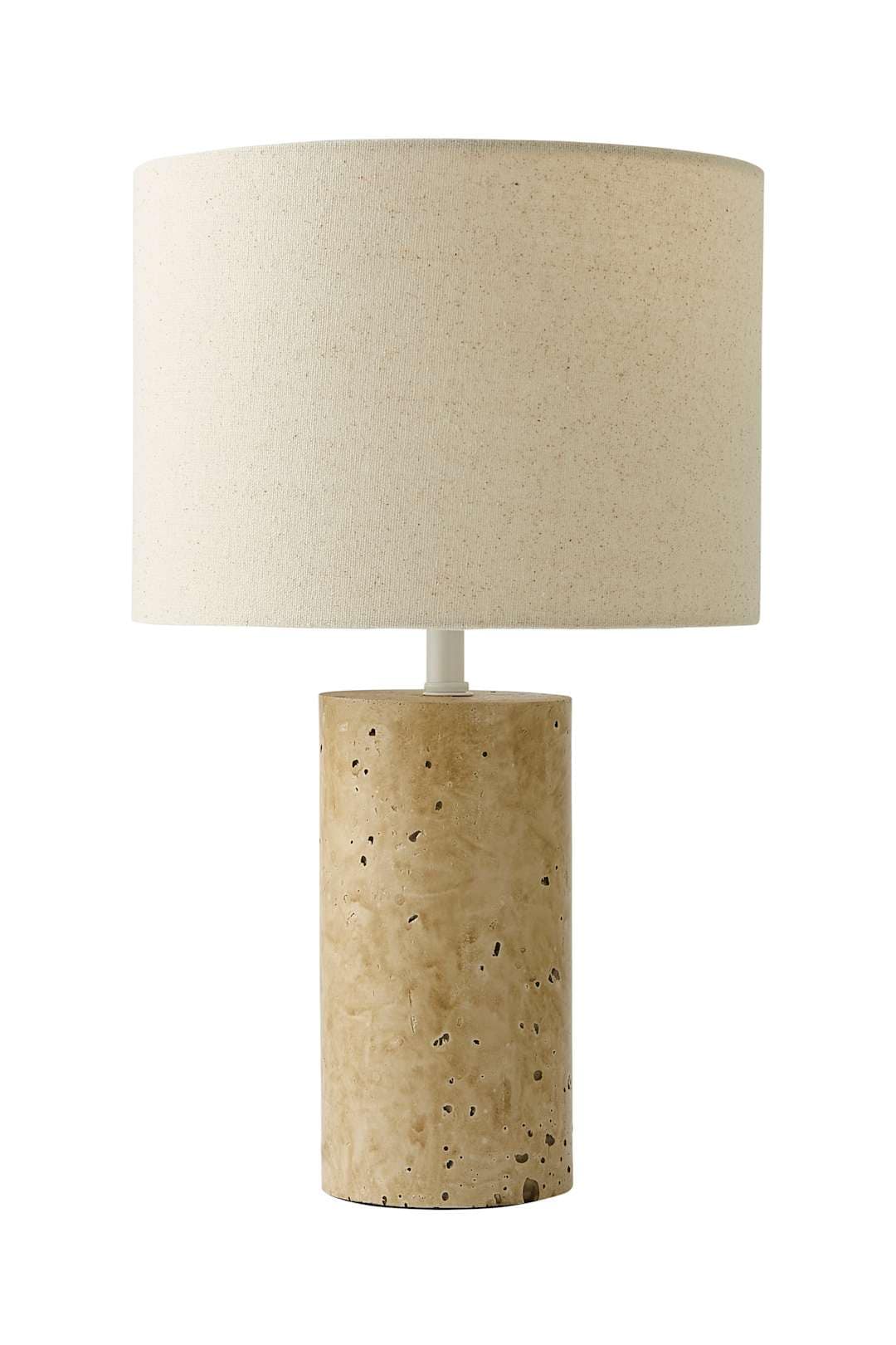 ValueLights Cloe Marble Effect Natural Table Lamp with Drum Shade & LED Bulb in Cream