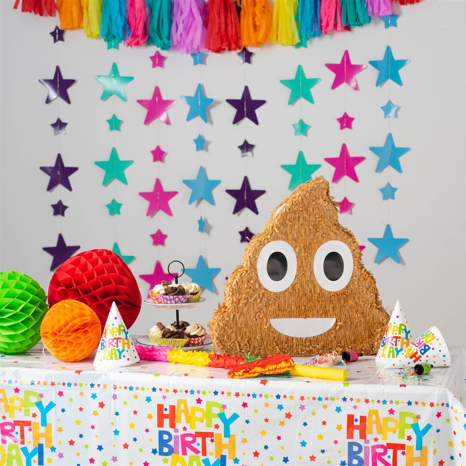 image 1 of Pinatas Poop Emoji Cardboard Pinata, Stick and Blindfold Set - W45cm x D10cm x H45cm - Brown