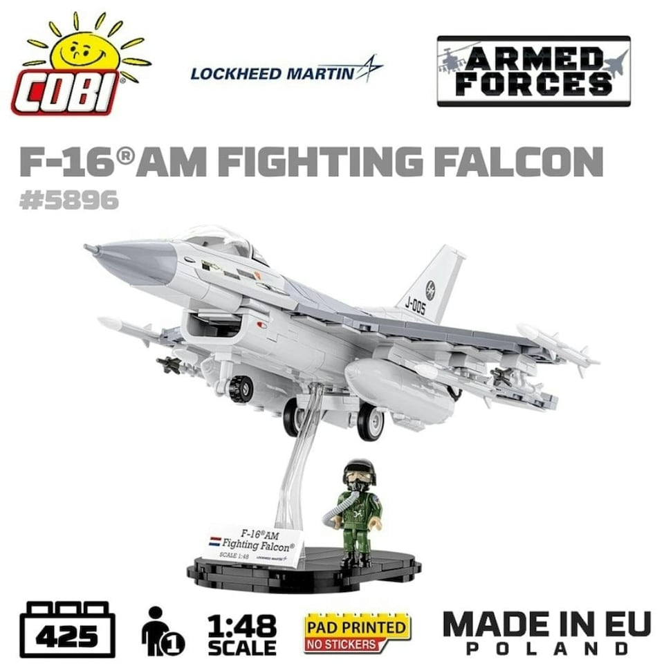 image 1 of F-16 AM Fighting Falcon plane brick model - COBI 5896 - 425 bricks