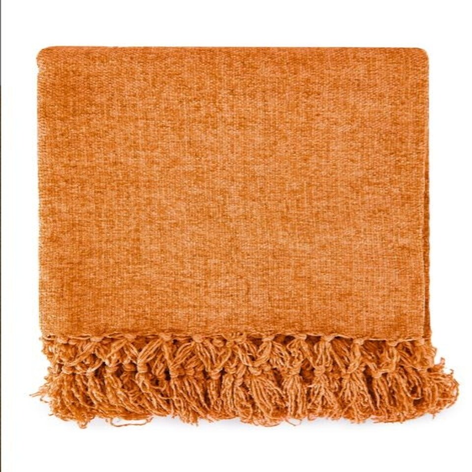 image 1 of Camilla Collection Chenille Throw in Burnt Orange (50" x 60") Orange | Orange