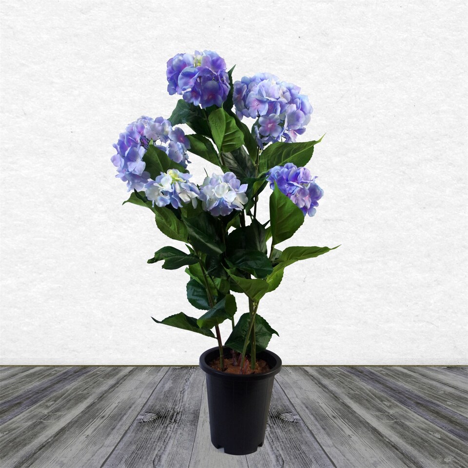 image 1 of Artificial Large Hydrangea Plant Flowering Bush Blue Botanik