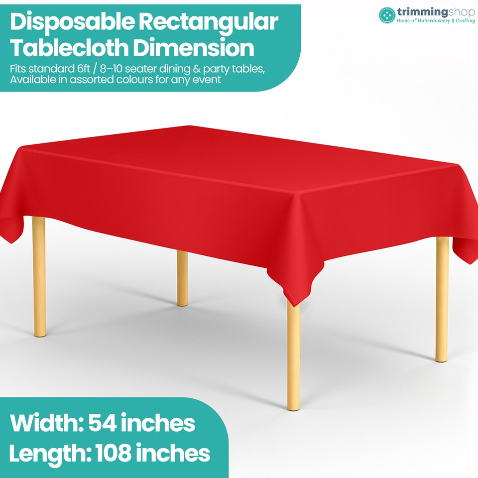 image 1 of Disposable Plastic Table Cover, Table Liner - 54" x 108"
