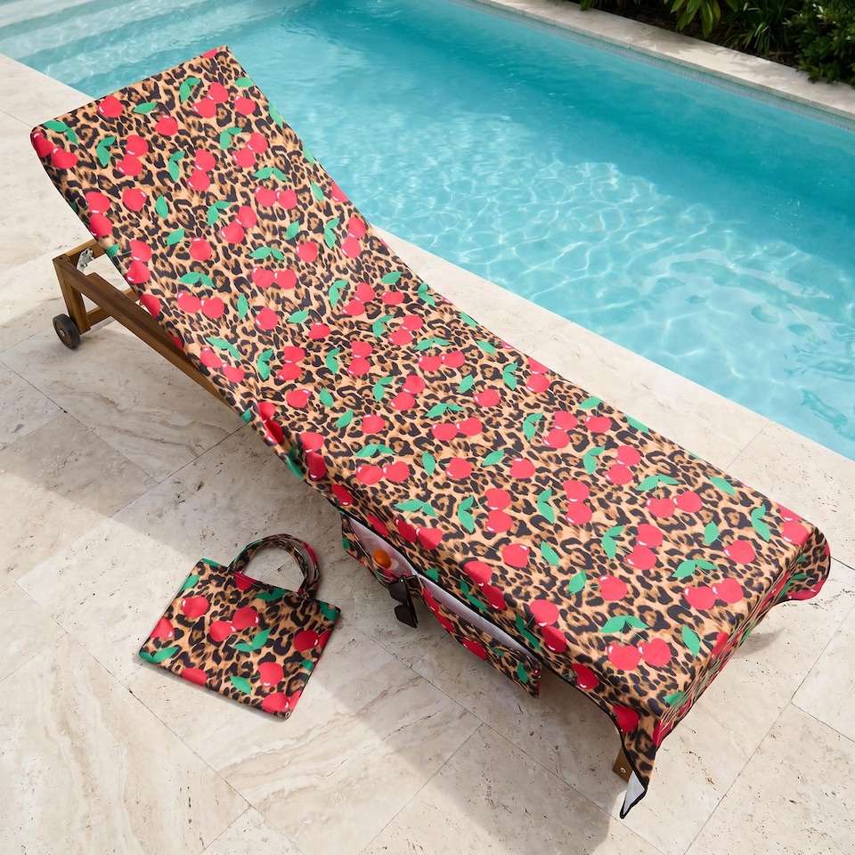 image 1 of OHS Leopard Beach Towel with Bag Quick Dry Absorbent Travel Spa
