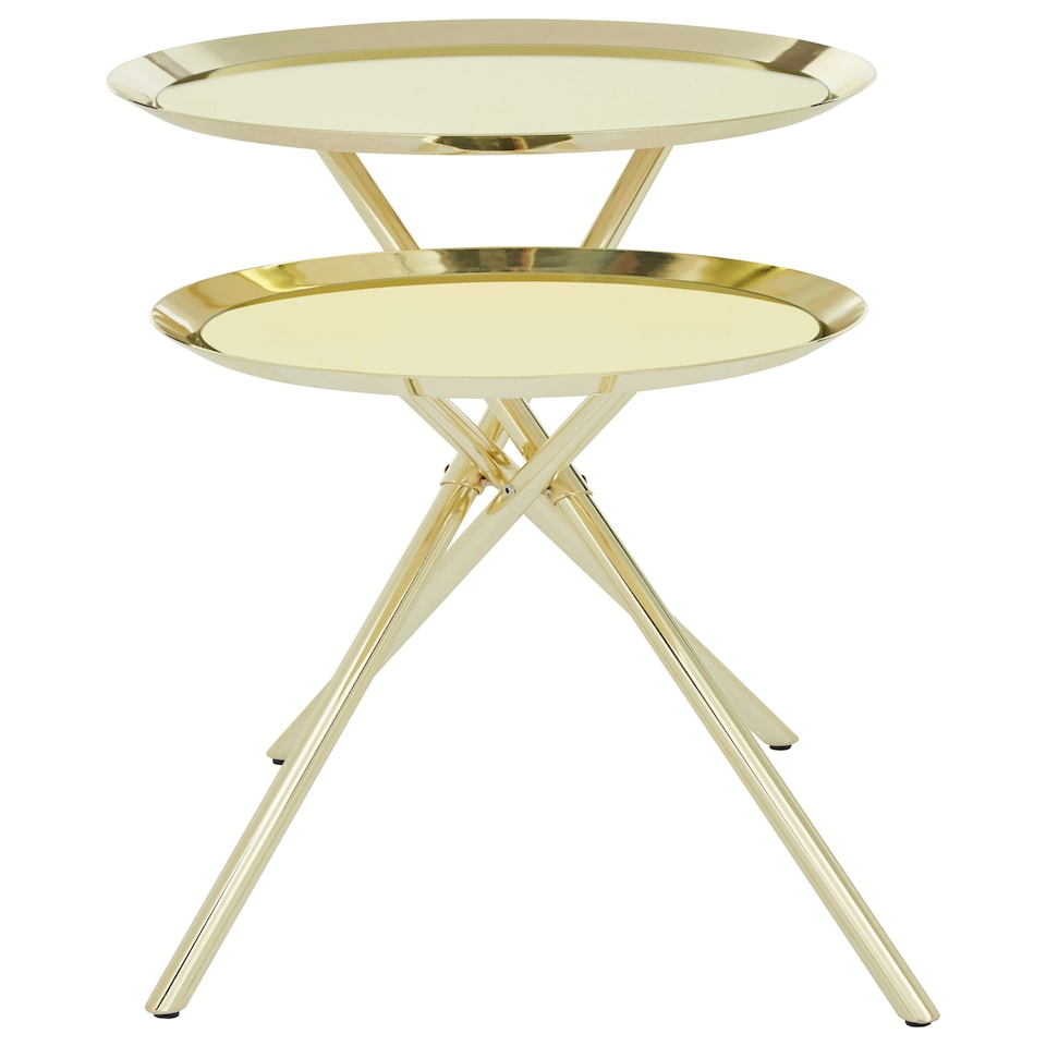 image 1 of Interiors by Premier Modern Side Table with Reflective Tops, Contemporary Side Table with Multiple Table Tops, Luxury Side Table Gold