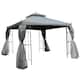 image 1 of Outsunny 3Mx3M Garden Gazebo Double Top Outdoor Canopy Patio Event Party Wedding Tent Backyard Sun Shade with Netting  Grey