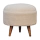image 7 of Artisan Furniture Solid Wood Cream Boucle Rounded Footstool, Upholstered, Brown and Cream