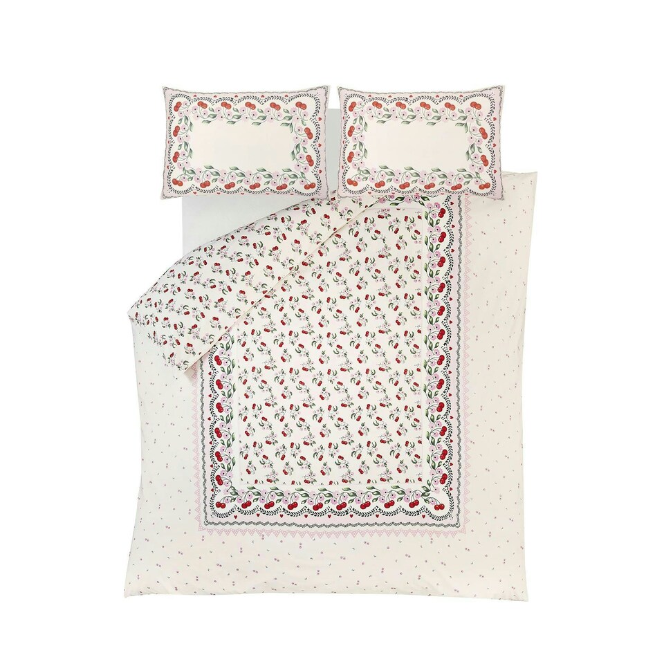 image 1 of Cath Kidston Cherry Picked Pink-Cream Duvet Cover Set Pink | King