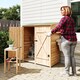 image 8 of Outsunny Small Shed, Wooden Garden Shed with Flexible Table, Hooks and Ground Nails, Lockable Tool Garden Organiser with Asphalt Roof, 140 x 75 x 157cm, Natural