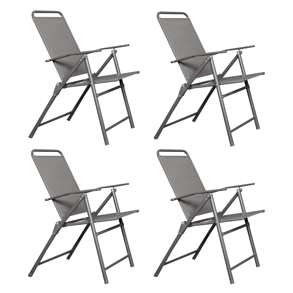 image 1 of Set of 4 Outdoor Multi-Position Textoline Garden Chairs in Grey