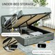 image 4 of HOMCOM Double Bed Frame with Storage and Adjustable Velvet Headboard, Grey