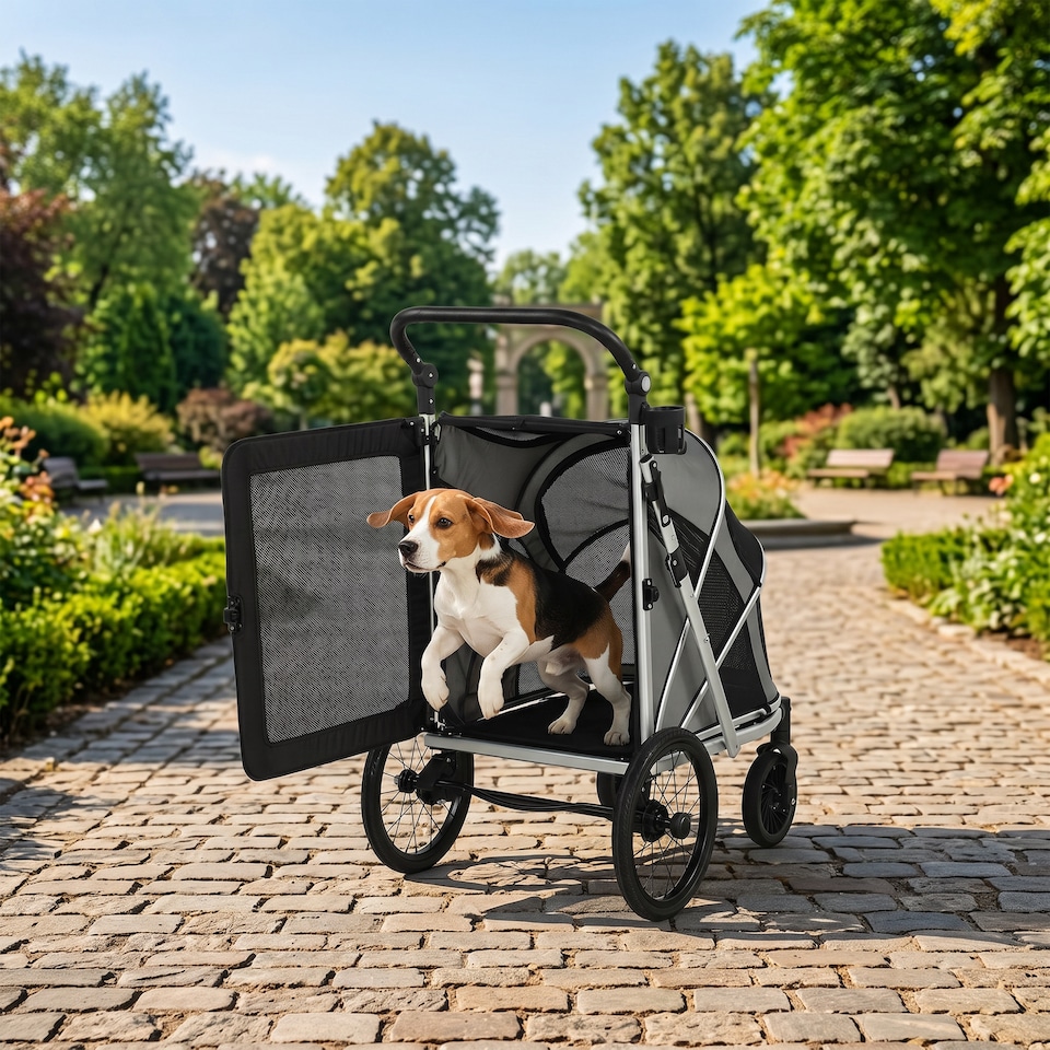 image 1 of PawHut Dog Stroller, Folding Pet Stroller for Small Medium Dogs