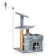 image 7 of PawHut Cat Scratching Post with Bed House Perch Toy for Indoor Cats, Grey