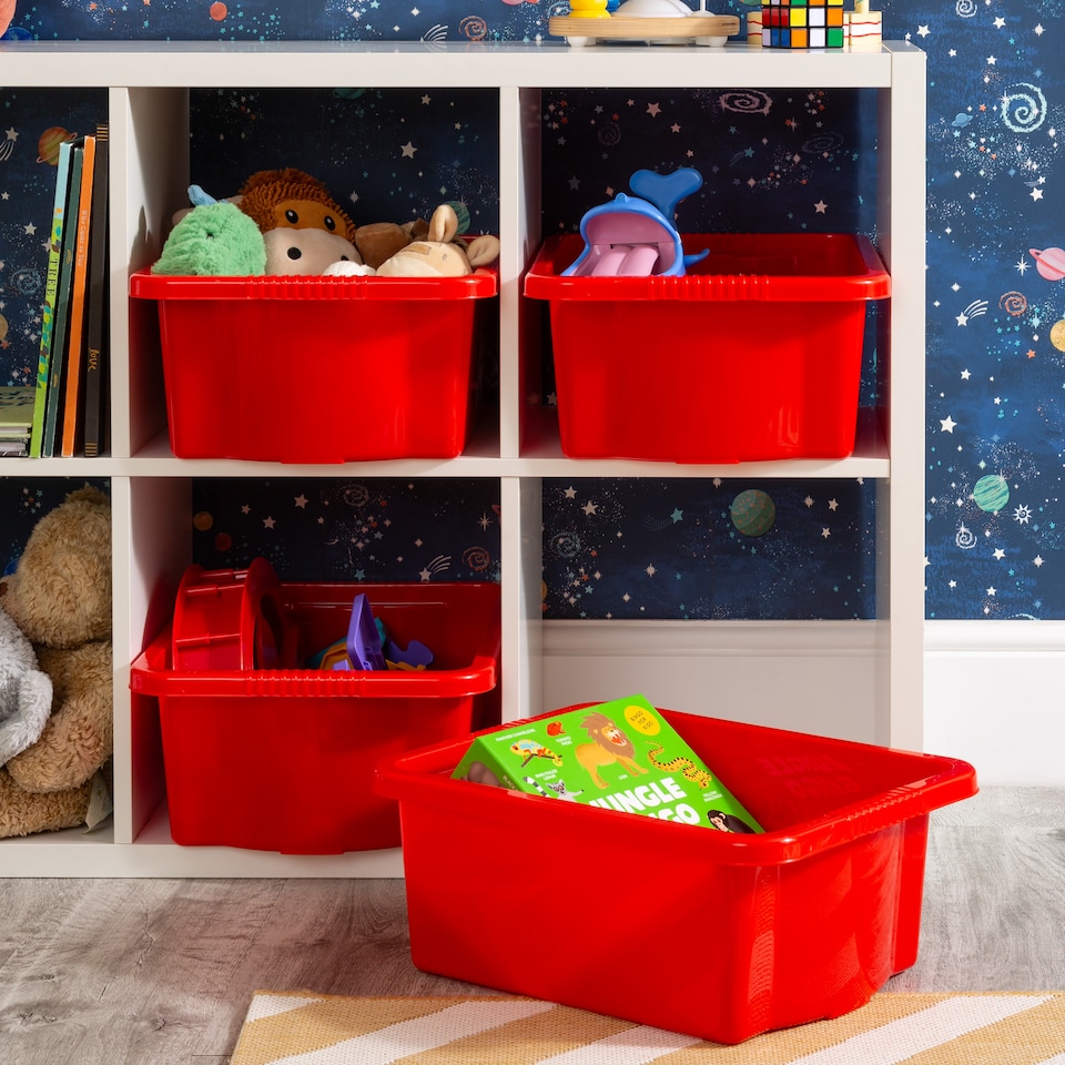 image 1 of Wham Stack & Store 4 x 16L Plastic Storage Boxes | Red | 4
