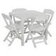 image 1 of White Plastic Garden Table with Chair | White | 5