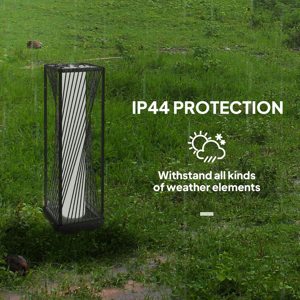 image 1 of Outsunny Rattan Solar Floor Lamp, Auto On/Off LED Garden Lights, Grey